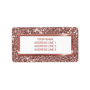 Falsche Rose-Gold-Glitter-Textur-Optik & Benutzerd Adressaufkleber