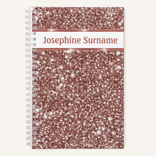 Falsche Rose Gold Glitter Textur Optik & Benutzerd Notizbuch