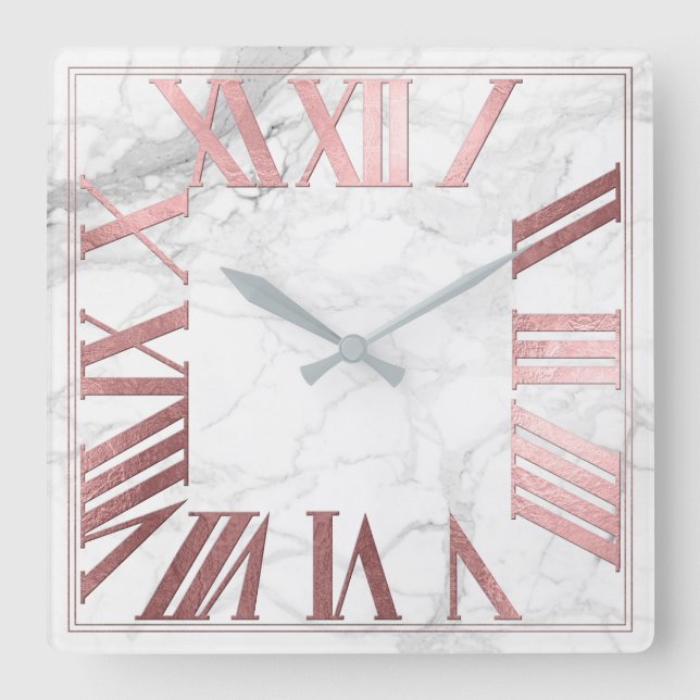 FALSCHE ROSE GOLD ROMAN NUMEROS QUADRATISCHE WANDUHR (Vorderseite)