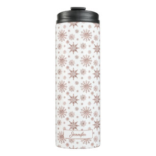 Falsche Rosen-Gold-Farbe aussehende Schneeflocken Thermosbecher