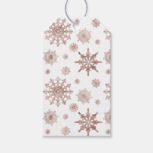 Falsche Rosen-Gold-Farbige Schneeflocken & Text Geschenkanhänger