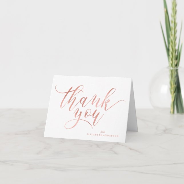 Falsche Rosen-Gold-Schrift Danke Notizen (Vorderseite)