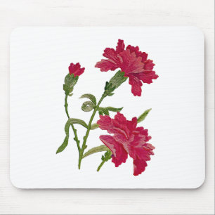Falsche rot bestickte Nelken Mousepad