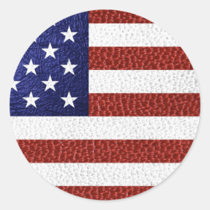 Falsche Rot-Weiß-Blau-Leder-USA-Flagge Runder Aufkleber
