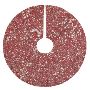 Falsche rote Glitter-Textur Look-like-Grafik Polyester Weihnachtsbaumdecke