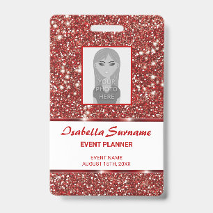 Falsche rote Glitter-Textur-Optik mit individuelle Ausweis