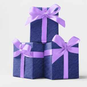 Falsche Royal Navy Blaue Lederstruktur Geschenkpapier Set