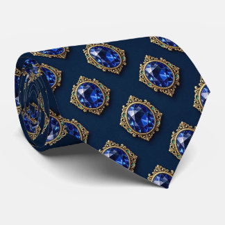 Falsche Saphire mit Antik-Gold-Einfassung Blau Krawatte