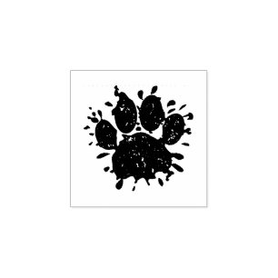 Falsche Schwarz-Paint-Spritzer-Dog-Paw drucken Gummistempel