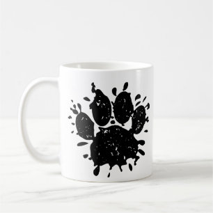 Falsche Schwarz-Paint-Spritzer-Dog-Paw drucken Kaffeetasse