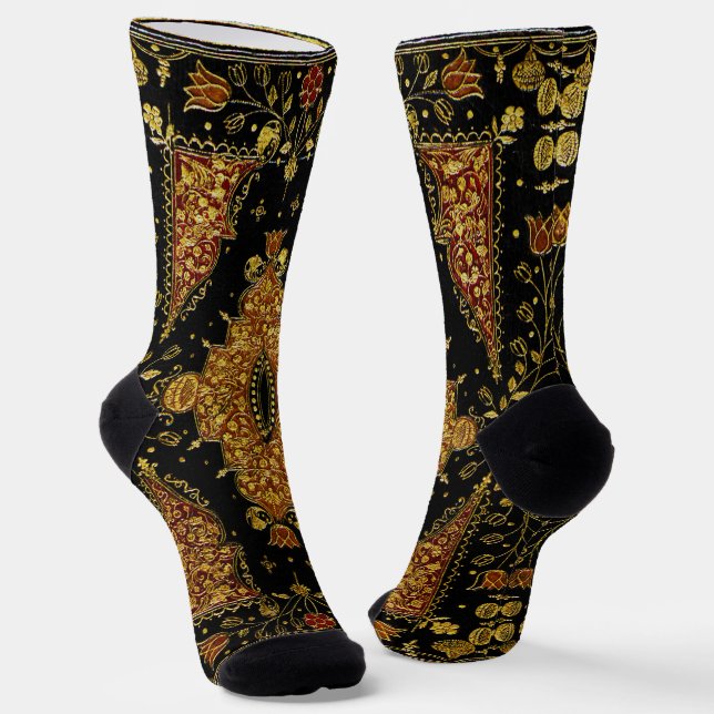 Falsche Schwarz- und Goldflorale Socken (Gewinkelt)