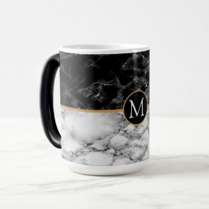 Falsche Schwarz-Weiß-Marmor-Kaffeetasse Benutzerde Verwandlungstasse
