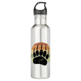 Falsche schwarze Bärenpaw Print Retro Sunset Edelstahlflasche