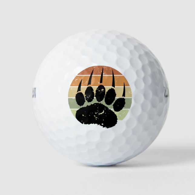 Falsche schwarze Bärenpaw Print Retro Sunset Golfball (Vorderseite)
