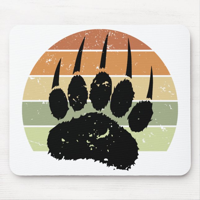 Falsche schwarze Bärenpaw Print Retro Sunset Mousepad (Vorne)