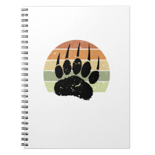 Falsche schwarze Bärenpaw Print Retro Sunset Notizblock