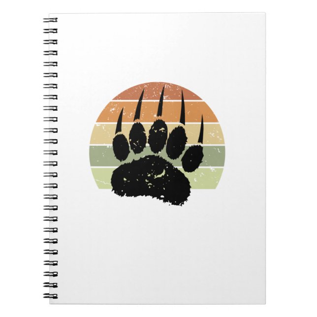 Falsche schwarze Bärenpaw Print Retro Sunset Notizblock (Vorderseite)