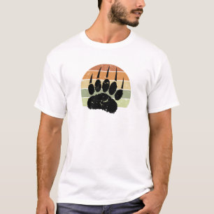 Falsche schwarze Bärenpaw Print Retro Sunset T-Shirt