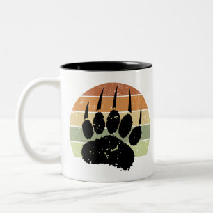 Falsche schwarze Bärenpaw Print Retro Sunset Zweifarbige Tasse