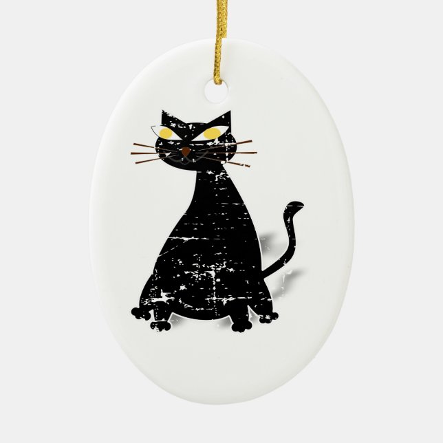 Falsche schwarze Katze Keramik Ornament (Vorne)
