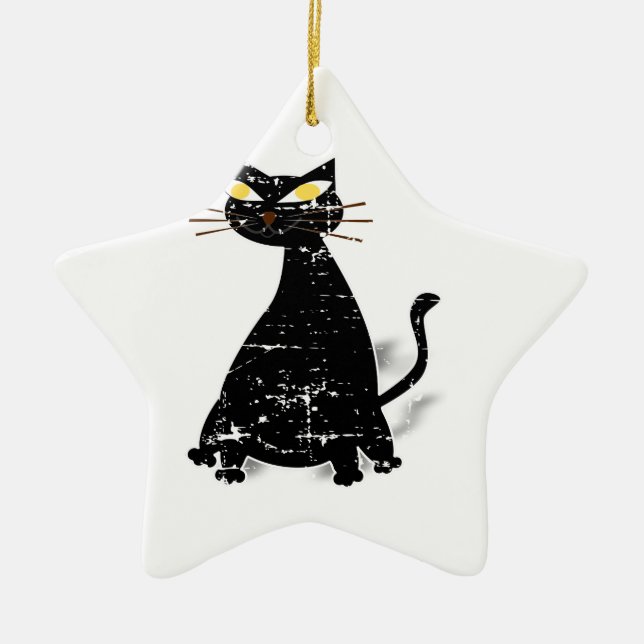 Falsche schwarze Katze Keramikornament (Vorne)