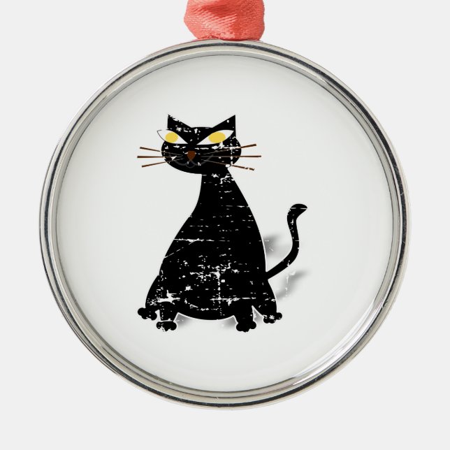 Falsche schwarze Katze Silbernes Ornament (Vorne)