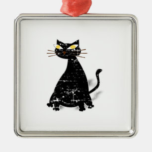 Falsche schwarze Katze Silbernes Ornament