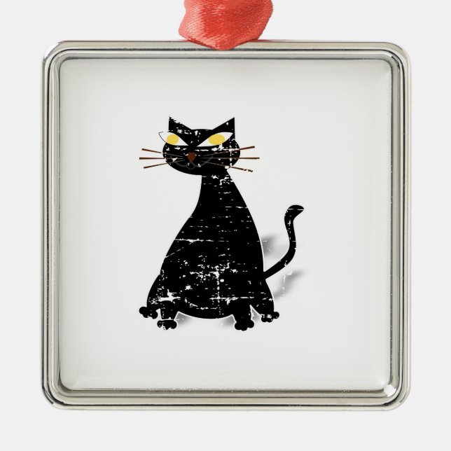 Falsche schwarze Katze Silbernes Ornament (Vorne)