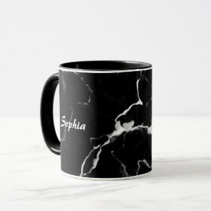 Falsche schwarze Marmortextur mit individuellem Na Tasse