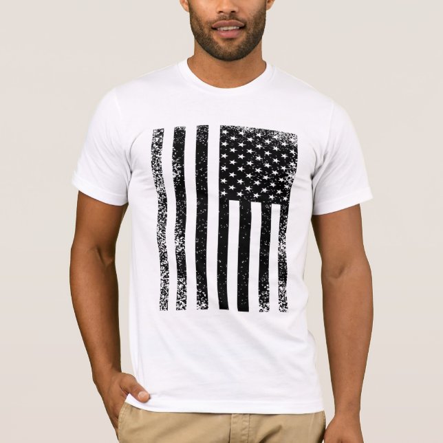 Falsche schwarze und weiße amerikanische Flagge T-Shirt (Vorderseite)