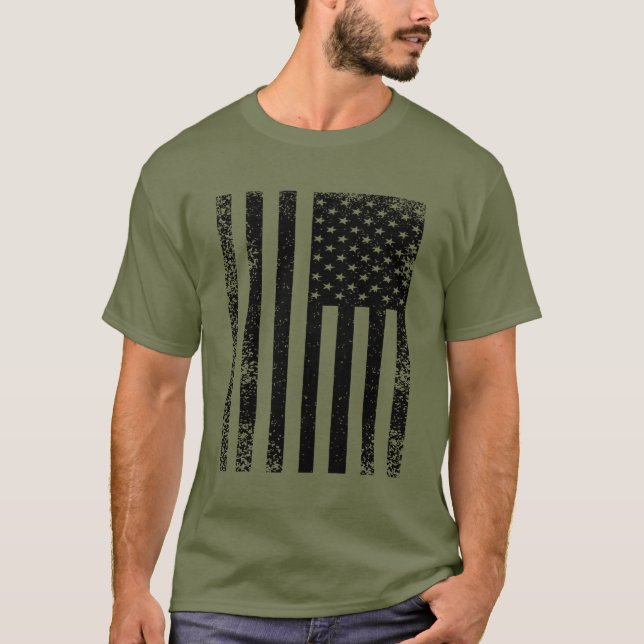 Falsche schwarze und weiße amerikanische Flagge T-Shirt (Vorderseite)