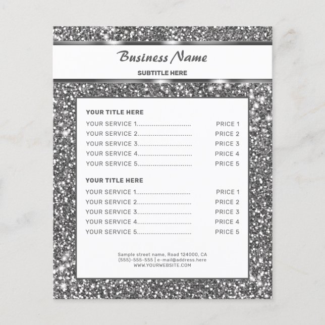 Falsche Silber-Glitter-Textur-Optik & Benutzerdefi Flyer (Vorne)