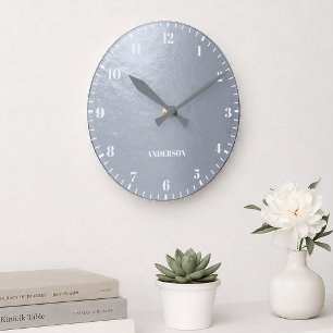 Falsche Silberfolie Metallisch Grau Weiß Benutzerd Runde Wanduhr