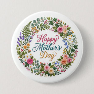 Falsche Stickerei Floral Frohen Muttertag Button