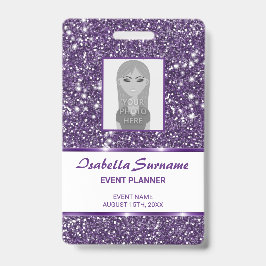 Falsche violette Glitter-Textur & eigenes Foto & T Ausweis