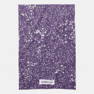 Falsche violette Glitter-Textur-Optik mit individu Geschirrtuch