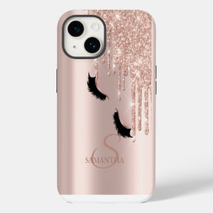 Falsche Wimpern Glitter Rosen Gold Tropfen iPhone 14 Hülle