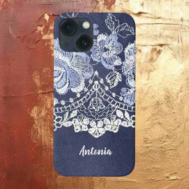 Falscher blauer Samt und simulierte Spitzensticker Case-Mate iPhone Hülle (Von Creator hochgeladen)