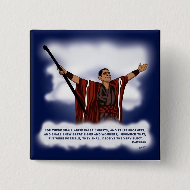 Falscher Christus (Obama) Button (Vorderseite)