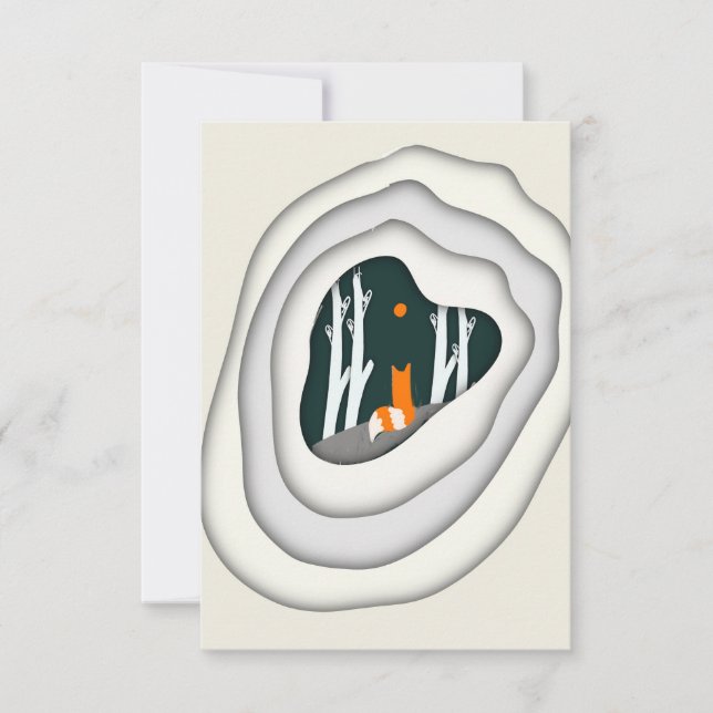 Falscher Fox Papercut Impression Card Dankeskarte (Vorderseite)