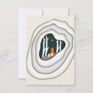 Falscher Fox Papercut Impression Card Dankeskarte