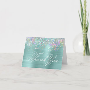 Falscher funkelnder holografischer Glitter Blass T Dankeskarte