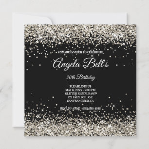 Falscher funkelnder Platin-Glitter Schwarz Einladung