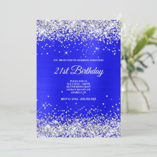 Falscher funkelnder silberner Glitter hellblauer S Einladung