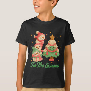 Falscher Garn-Häkel-Schneemann und Weihnachtsbaum  T-Shirt