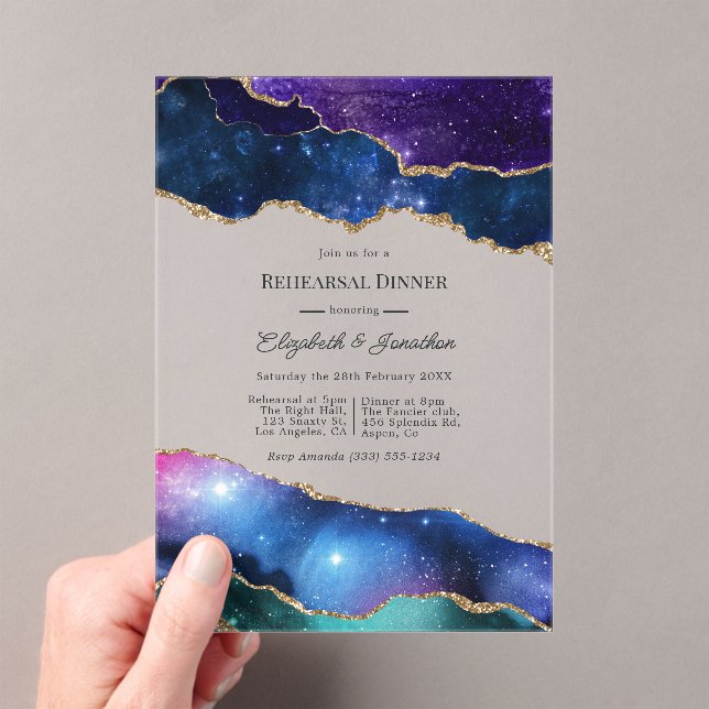 Falscher Glitter Celestial Achat Probedinner Acryleinladungen (Insitu (Handheld))