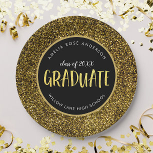 Falscher Gold Glitter Absolvent Abschlussfeier Pappteller