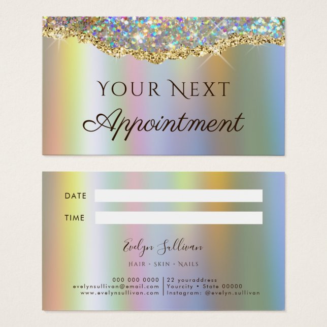 Falscher Gold-Glitter-Sequin Appoinment Card (Vorne & Hinten)