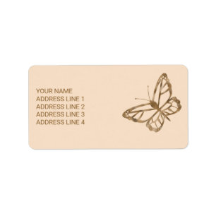 Falscher Goldgelber Folien-Butterfly- und Text-Loo Adressaufkleber