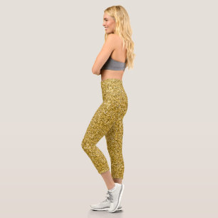 Falscher Goldglitter Capri Leggings
